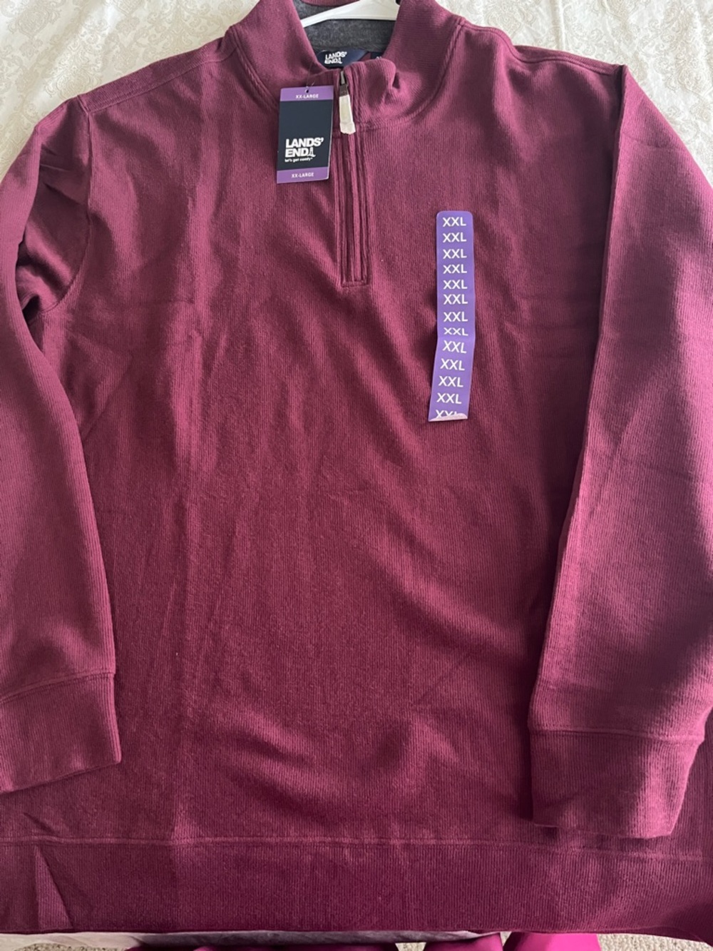 Lands' End Men's Half-Zip Sweater - Maroon